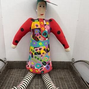 Nancy Camden Hauser Artisan Doll Textile Folk Art 1994 Signed 27 1/2” Unique